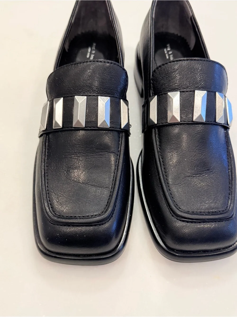 rag & bone Women’s Maxwell Loafers Black W/silver Studs Sz US 8.5 EU 39